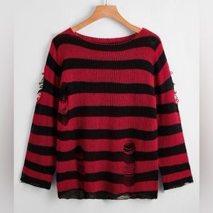 Striped Ripped Sweater | Shein